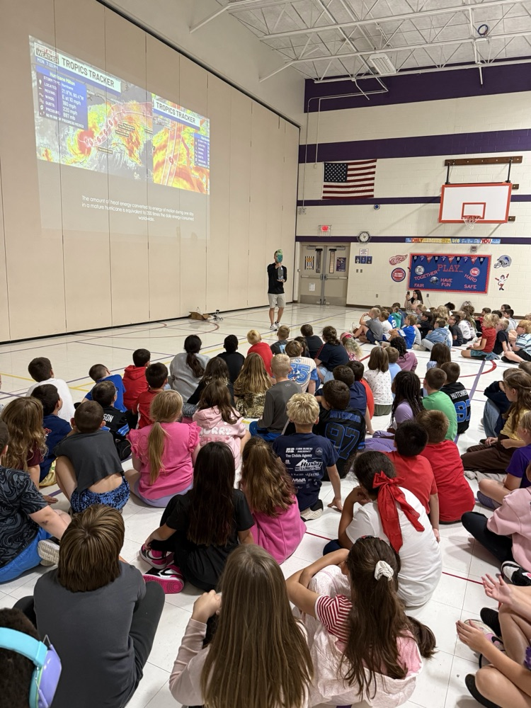 Havens third grade students are listening to Chris Easlick, Chief Meteorologist from WNEM-TV 5.
