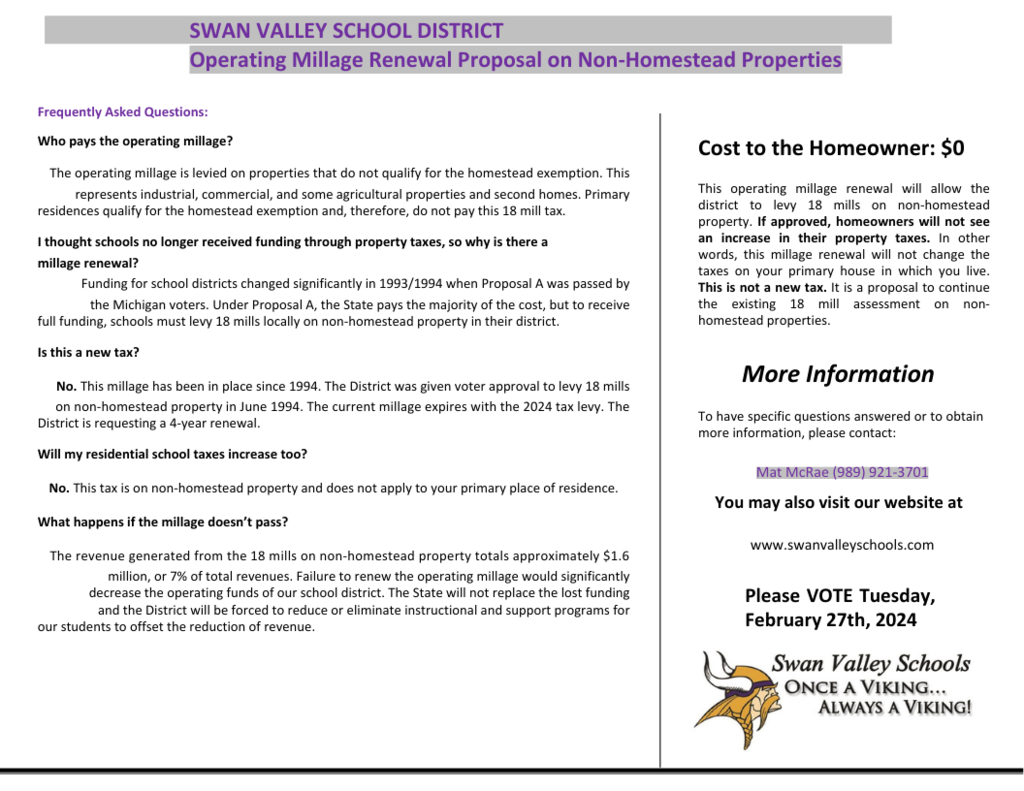 Q & A Feb 27th Millage