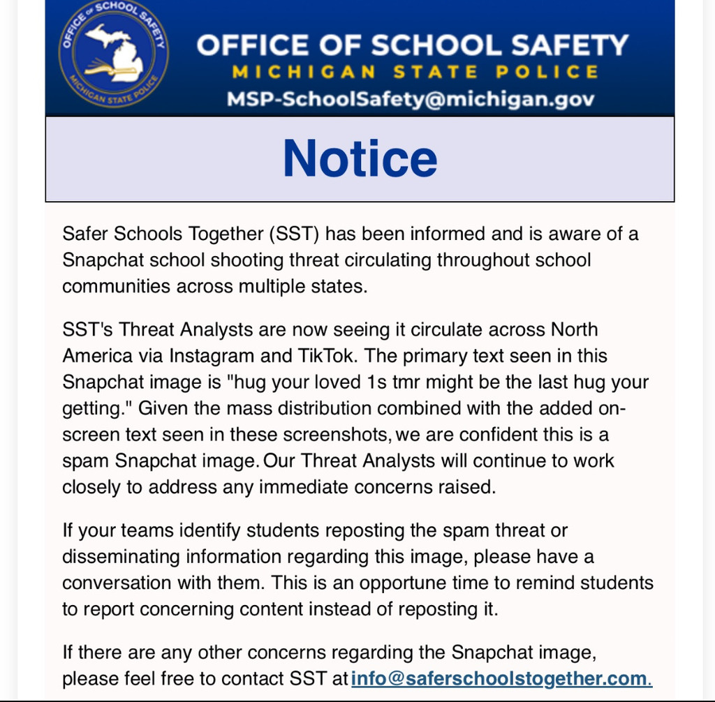 MI School Safety Notice