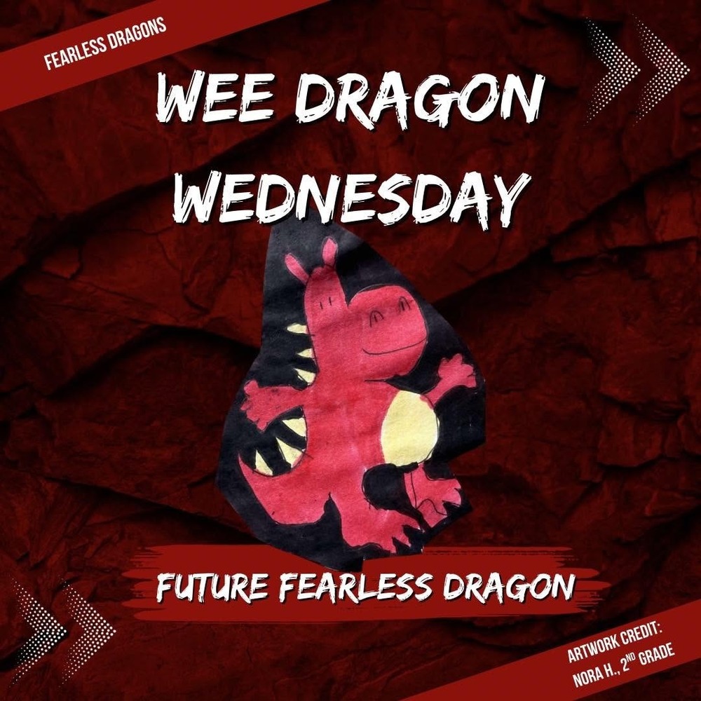 image of a hand drawn dragon with Wee Dragon Wednesday title
