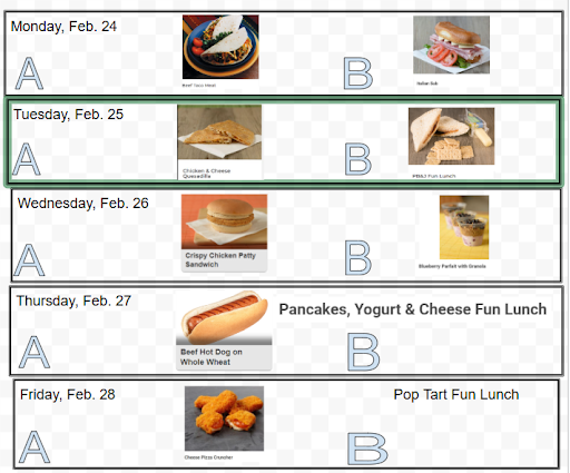 Lunch Menu Feb. 24-28