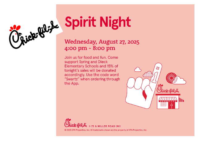 Chick-fil-A fundraiser details in image