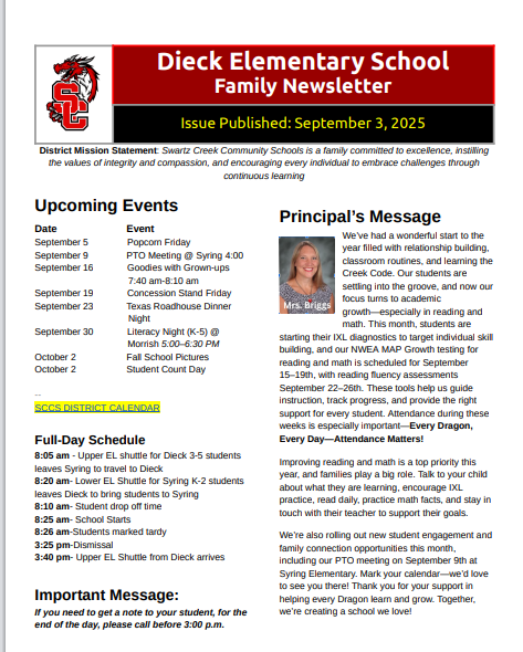 September 3, 2025 Dieck Family Newsletter