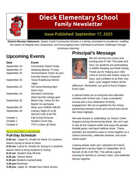 Dieck Family Newsletter September 17, 2025