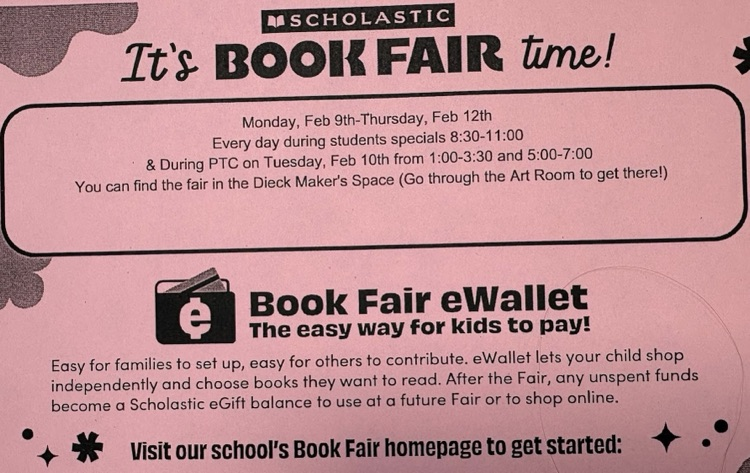 Scholastic Book Fair February 9-12th