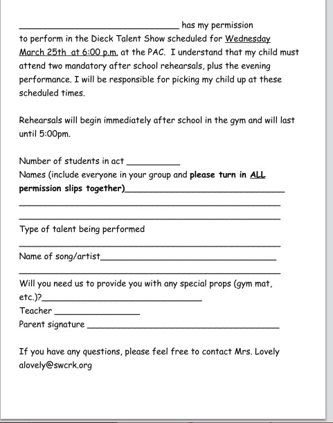 Dieck's Got Talent Flyer