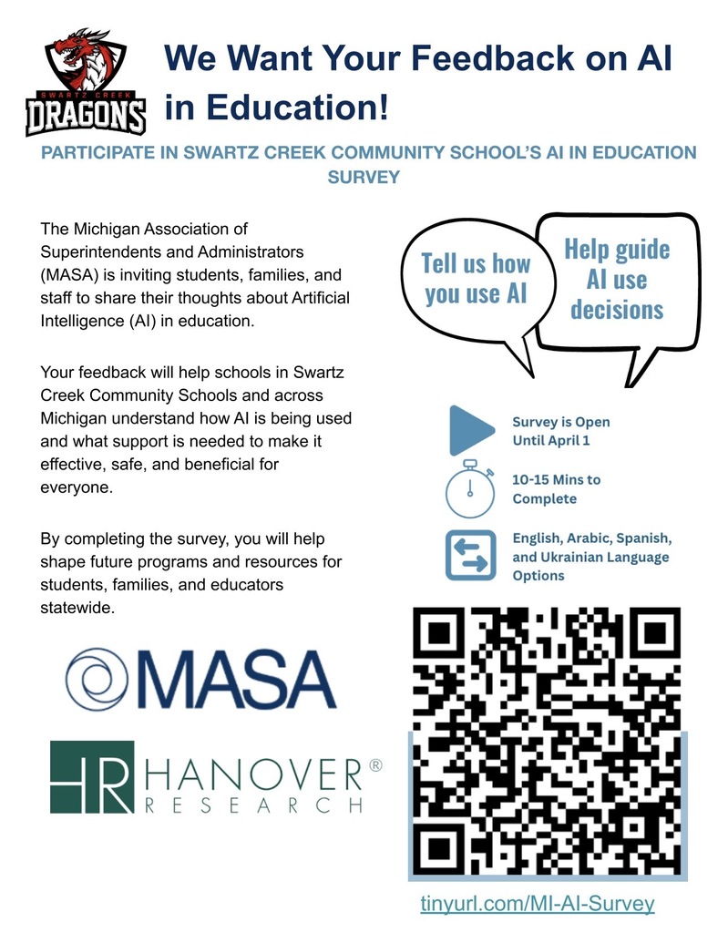 Flyer has a QR code to the AI Survey from MASA and Hanover Research