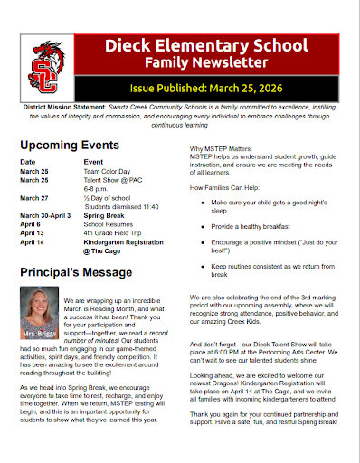 Dieck Family Newsletter March 25, 2026