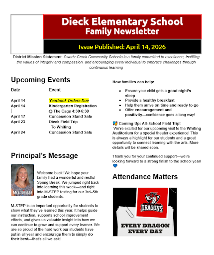 Dieck Family Newsletter 4-14-26