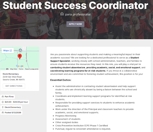 Student Success Coordinator Position