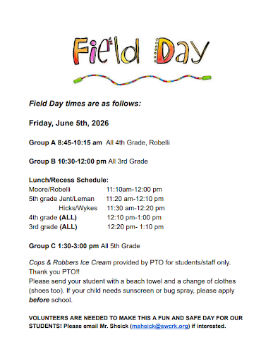 Field day Schedule