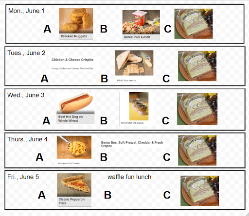 Lunch Menur June 1-5