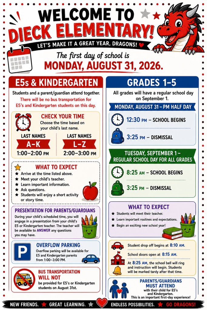 August 31 12:30-3:25 September 1 8:25-3:25