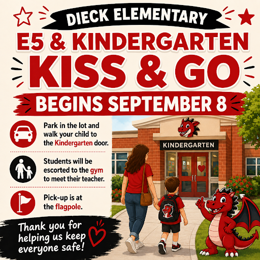 Drop & Go for E5 and Kindergarton at the main entrance doors upon arrival 