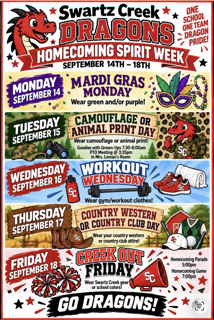 Homecoming Spirit Week September 14-18