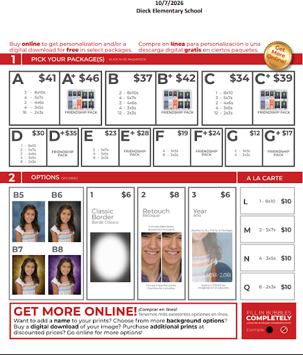 Dieck School Pictures Order Form