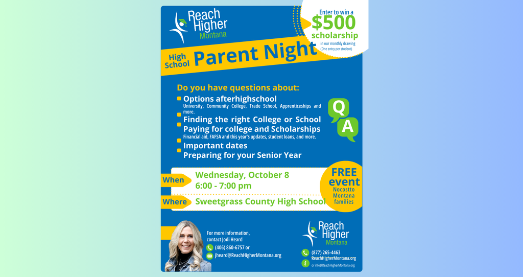 High School Parent Night. Do you have questions about Financial ade for College? Come to the SGHS Conference room Wednesday, Oct. 8th from 6-7pm