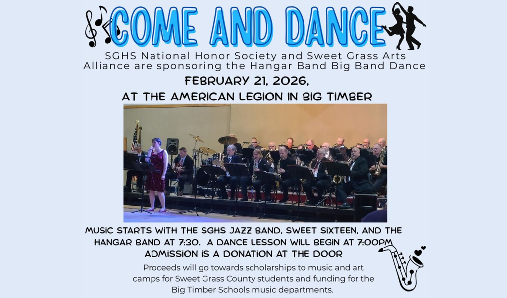SGHS National Honor Society and Sweet Gras Arts Alliance are sponsoring the Hanger Big Band Dance 02-21-26
