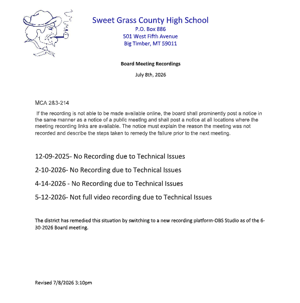 Board Meeting Recordings Notice