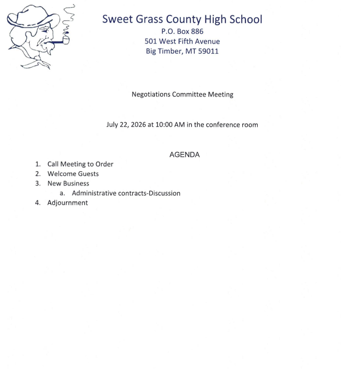 Negotiations Committee Meeting Agenda for July 22, 2026.