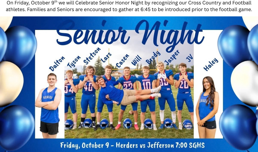 Senior Honor Night For Cross Country and Football this Friday, October 9th, 2026.