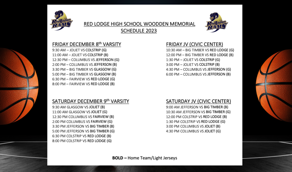 Red Lodge High School Woodden Memorial Schedule2023