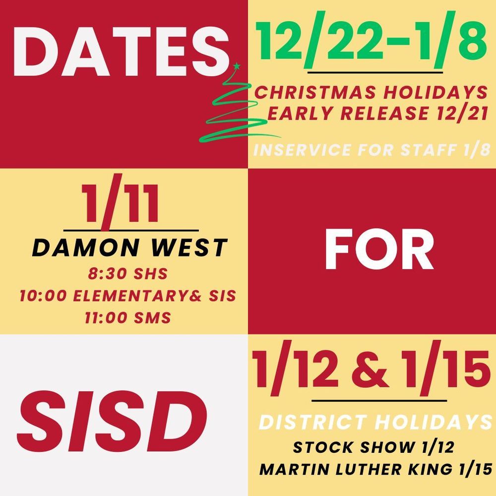 Save These SISD Dates Sweetwater ISD Save These SISD Dates Sweetwater ISD