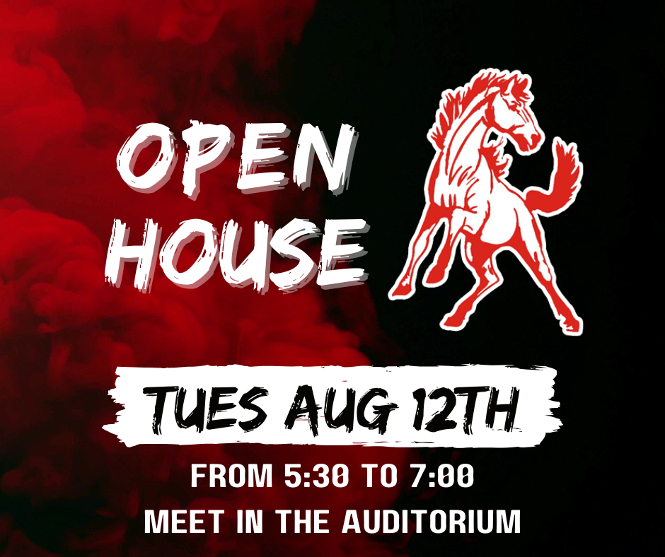 Open House this Tuesday, Aug 12th , from 5:30 to 7:00pm at SHS. We will meet in the auditorium.