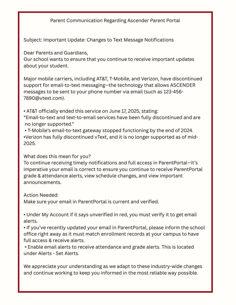 Parent Portal Information