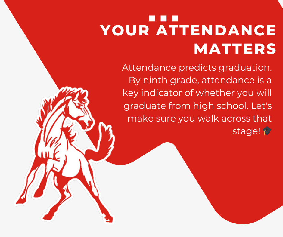Attendance predicts graduation. By ninth grade, attendance is a key indicator of whether you will graduate from high school. Let's make sure you walk across that stage! 🎓