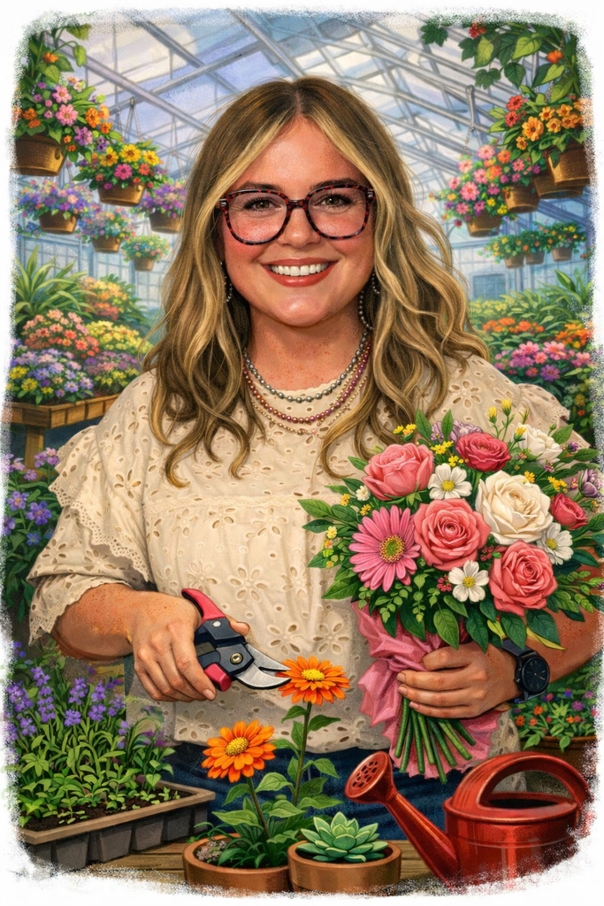 Jamie Hubbell with plants