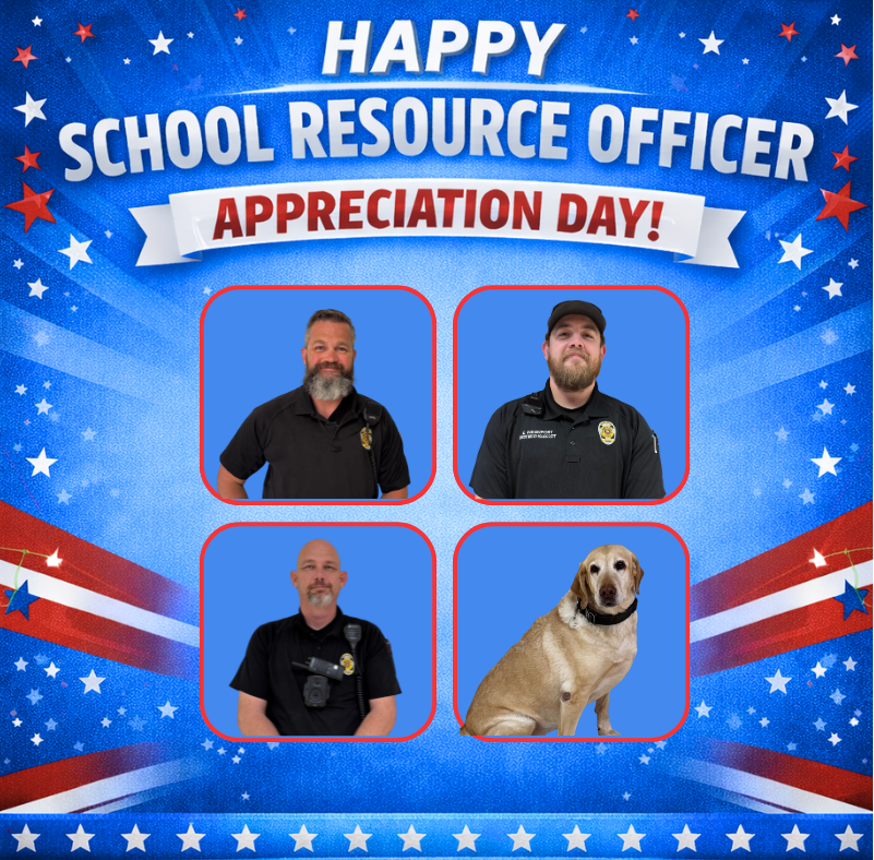 SROs and Dasha for School Resource Officer Appreciation Day