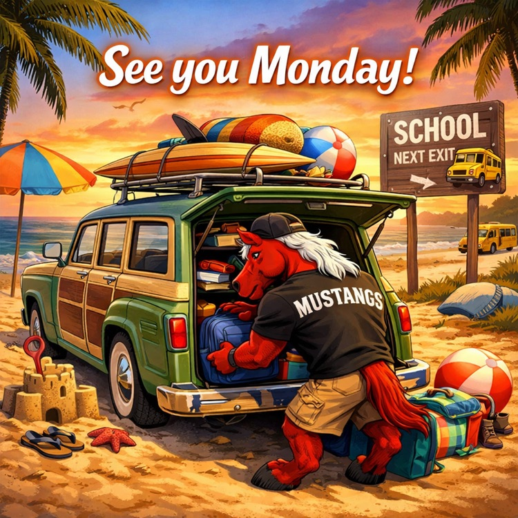 Mustang packing up from the beach