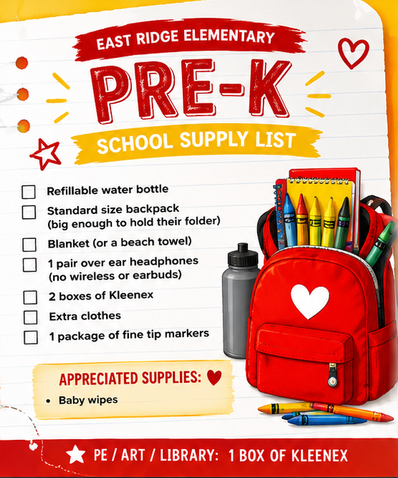 Pre-K School Supply List