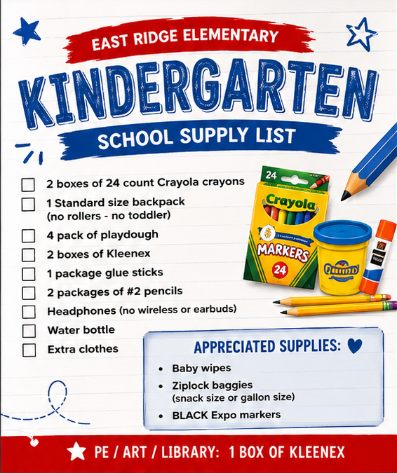 Kindergarten School Supply List