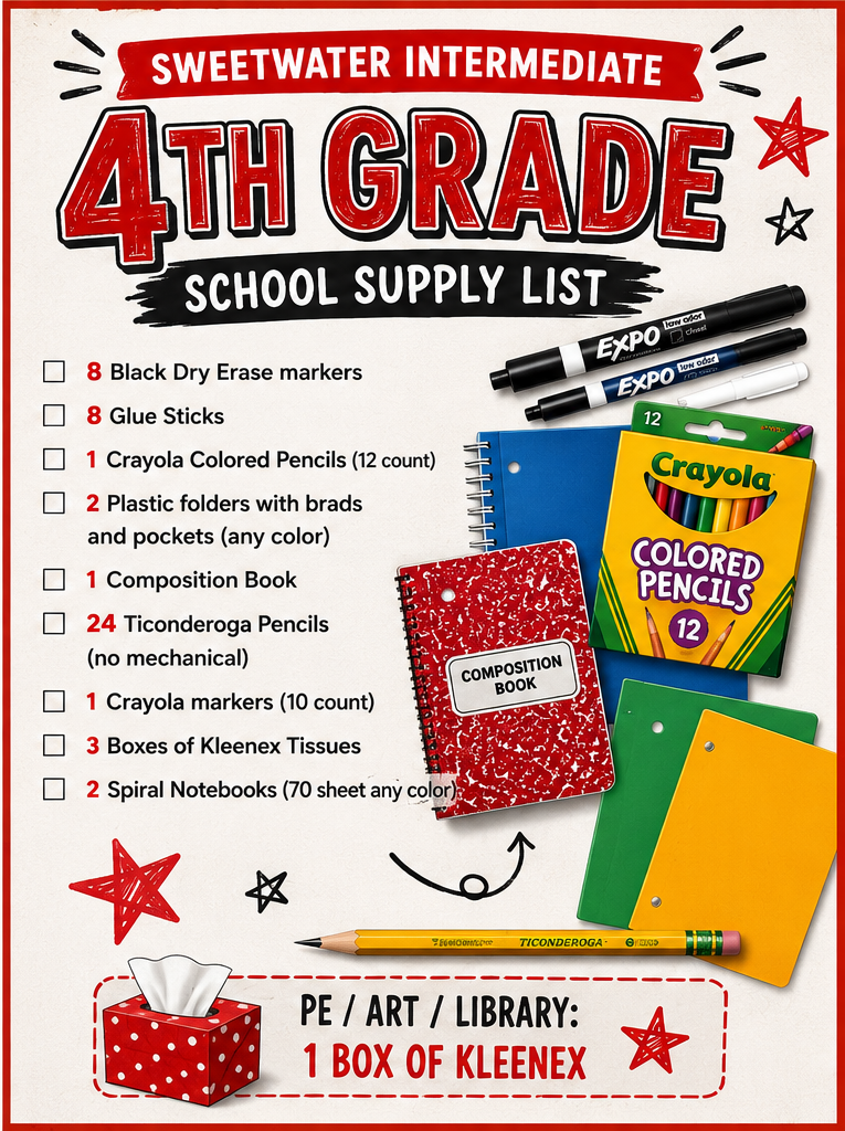 fourth grade supplies