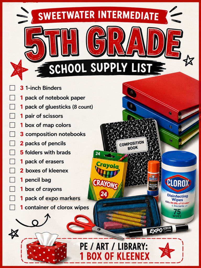 fifth grade supplies