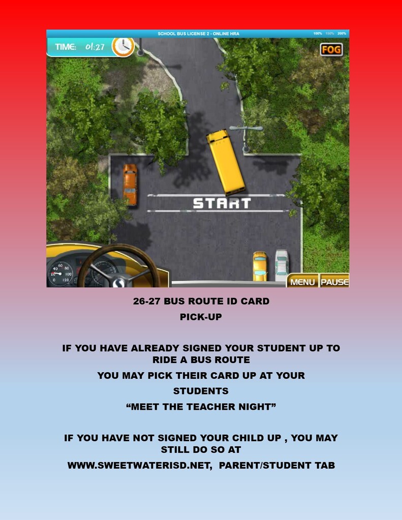 26-27 BUS ID CARD PICK UP