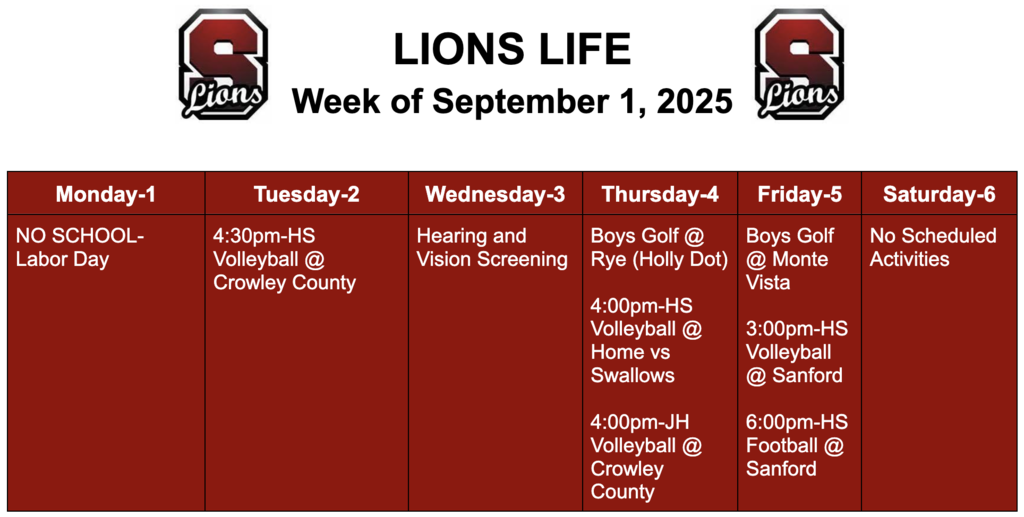 Lions Life for Week of September 1