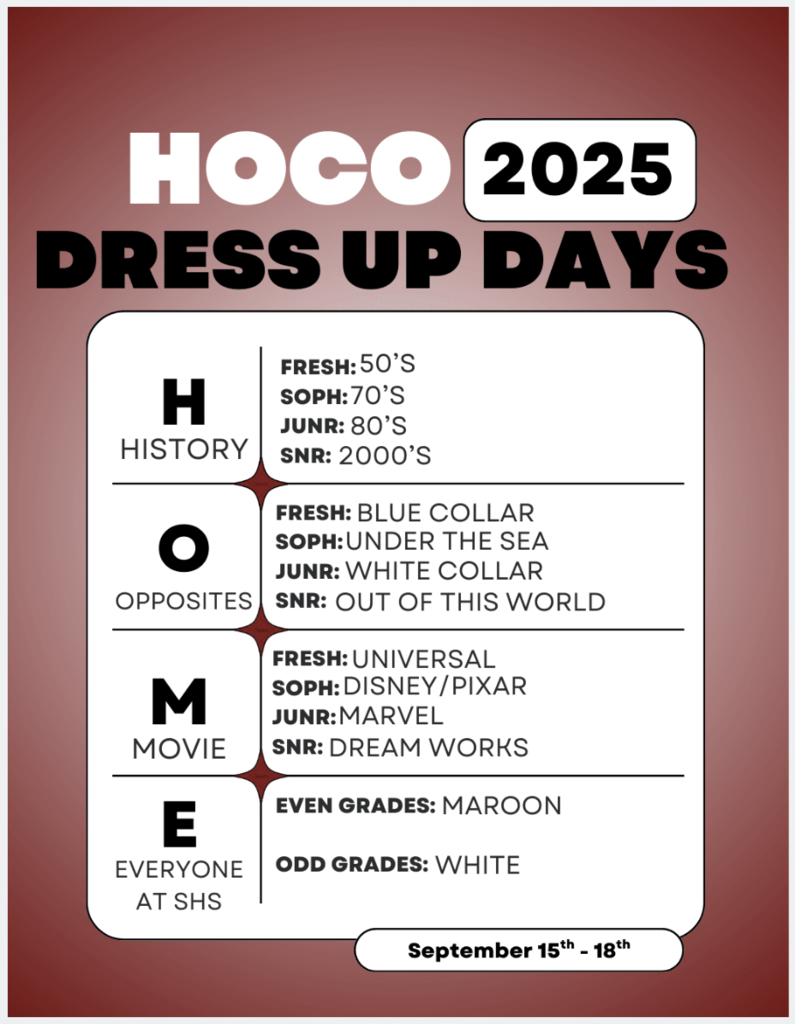 2025 Homecoming Dress Up Days