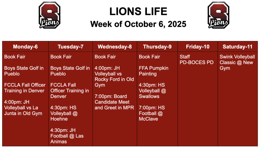 Lions Life for Week of October 6