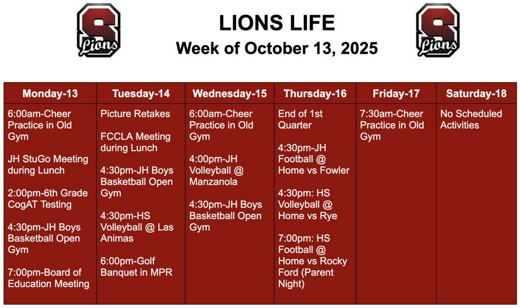 Lions Life for Week of October 13