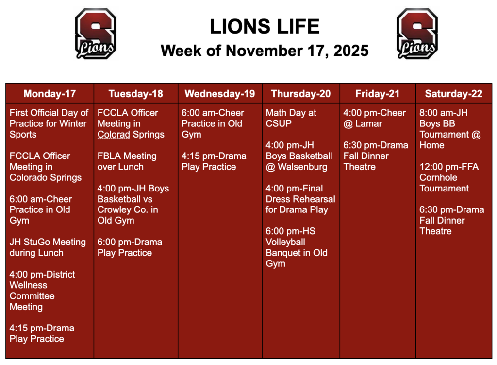 Lions Life for Week of November 17