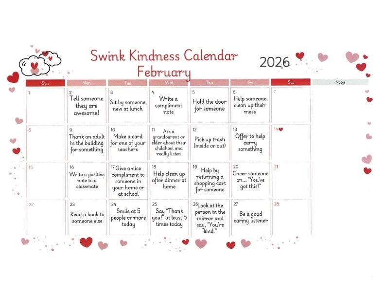 Swink Kindness Calendar for 2026