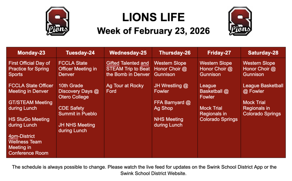 Lions Life for Week of February 23