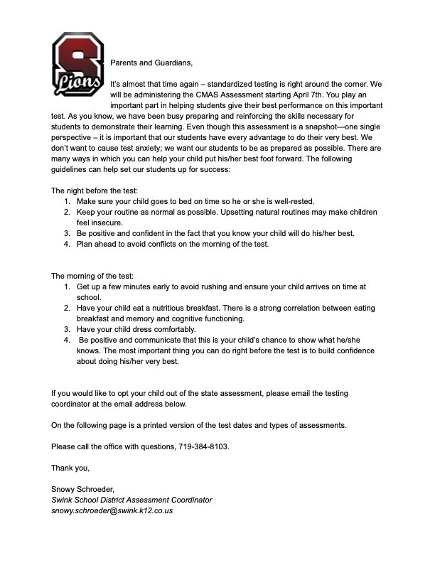 CMAS Information for Parents