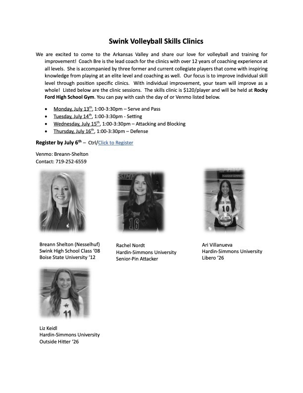 Swink Volleyball Clinic Flier