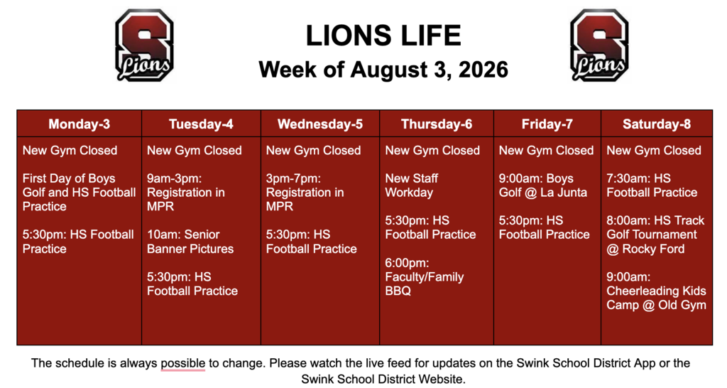 Lions Life for Week of August 3