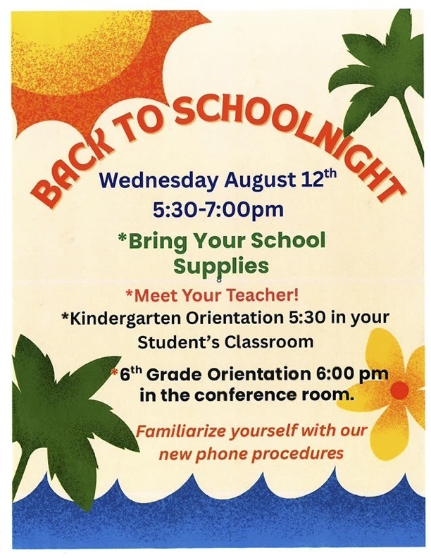 Back to School Open House-August 12 @ 5:30pm