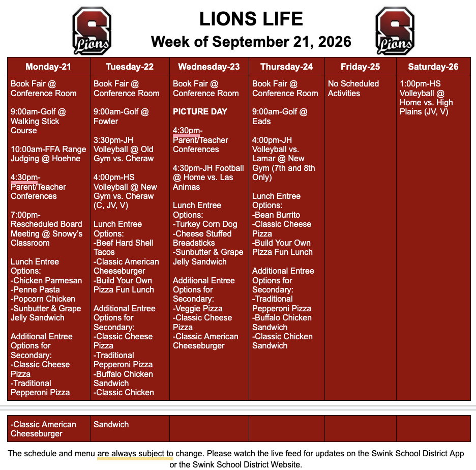 Lions Life for Week of September 21